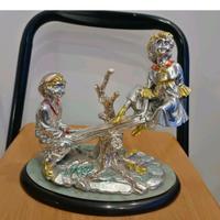Scultura in Resina Laminato Argento Smaltata