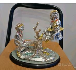 Scultura in Resina Laminato Argento Smaltata