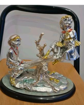 Scultura in Resina Laminato Argento Smaltata