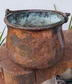 Antico paiolo rame epoca 800 a cipolla