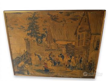 Quadro stile fiammingo 100x125 cm su tela cornice