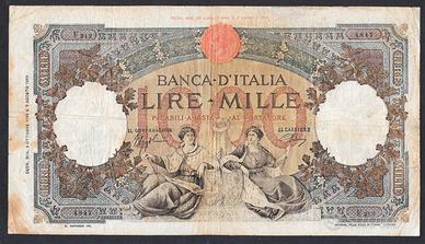 Banconota lire 1000 del 08.10.1943 contrassegno BI