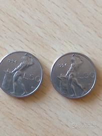 due monete 50 lire piccole 1994