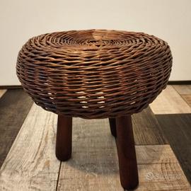 Sgabello vintage in Rattan anni 50