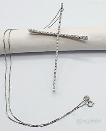 COD.1751.24 COLLANA ORO BIANCO 18K 750 CON CROCE