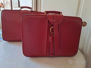 set 2 valige vintage anni 70' rosse in pelle