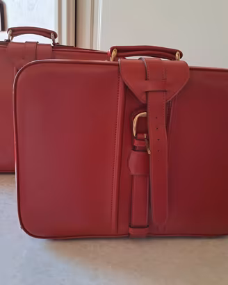set 2 valige vintage anni 70' rosse in pelle