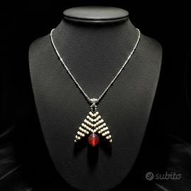 Collana rodiata Vintage Luxury Ciondolo Corniola