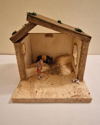 capanna per presepe in legno e polistirene