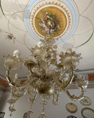 Grande lampadario Murano vetro soffiato 9 luci