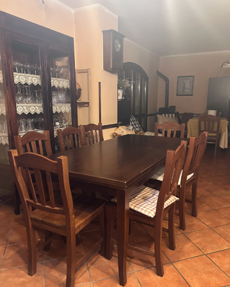 Tavolo allungabile in legno + 6 sedie – stile rust