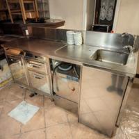 bancone frigo con lavandino