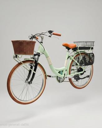 Bici elettrica con accessori seggiolino e cestino