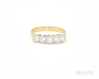 Anello riviere Ct 0,80 oro giallo e bianco