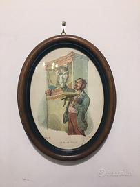 Cornici ovali in legno rustico con stampe