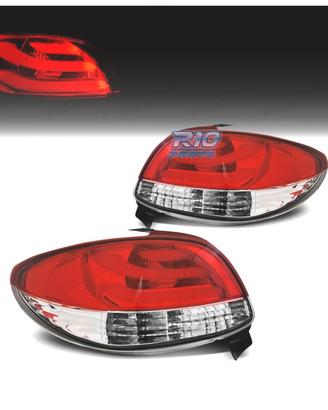 FANALI PEUGEOT 206 98-09 LIGHT BAR ROSSO CROMATO