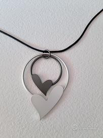 Bigiotteria: collana con 2 ciondoli a cuore