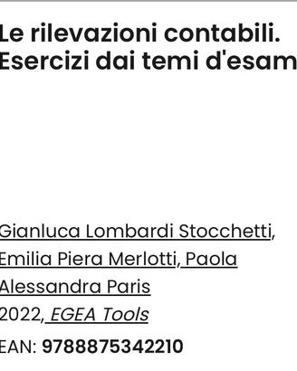 Le rilevazioni contabili. Egea