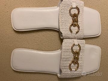 Ciabattine“stile Chanel” bianche 38 ecopelle