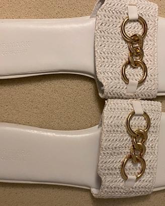 Ciabattine“stile Chanel” bianche 38 ecopelle