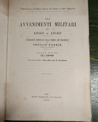 Libro GLI AVVENIMENTI MILITARI DEL 1848 e 1849