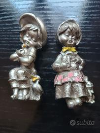 Statuette vintage decorative in peltro