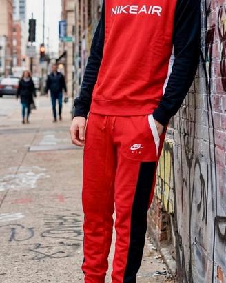 Tuta Completa Nike Air Rossa Nera Felpa Pantalone