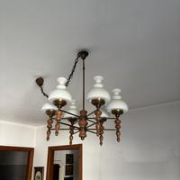 Lampadario con 6 punti luce colore bianco ottone