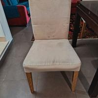 4 Sedie in Legno con Tessuto in Alcantara