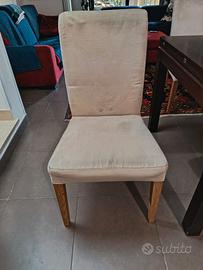 4 Sedie in Legno con Tessuto in Alcantara