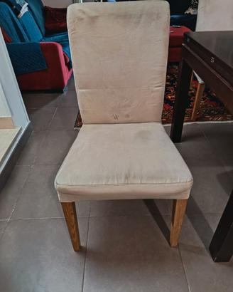 4 Sedie in Legno con Tessuto in Alcantara
