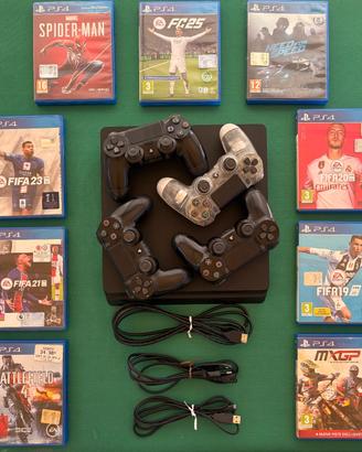 Playstation 4 Slim 500GB + 4 Controller + 9 Giovhi