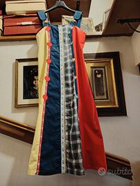 Abito blu rosso giallo, cotone,  con applicazioni