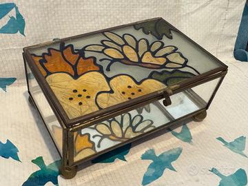 Scatola Portagioie Vintage Vetro e Ottone