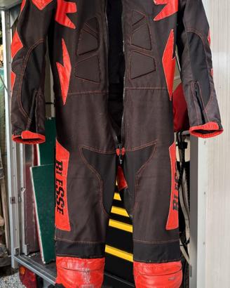 Tuta moto intera in pelle/tessuto BIESSE