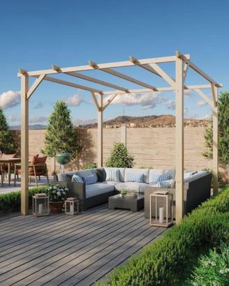 Pergola in legno 3x3 per Esterno e Giardino