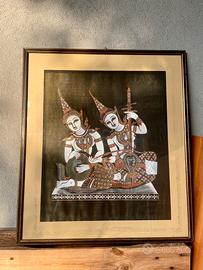 Dipinto artigianale thailandese su seta vintage