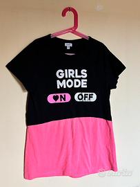 Maglietta t-shirt nera e rosa OVS 14 anni