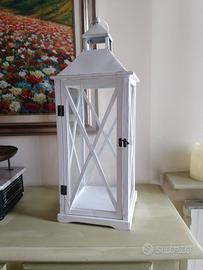 lanterna grande in metallo smaltato bianco 