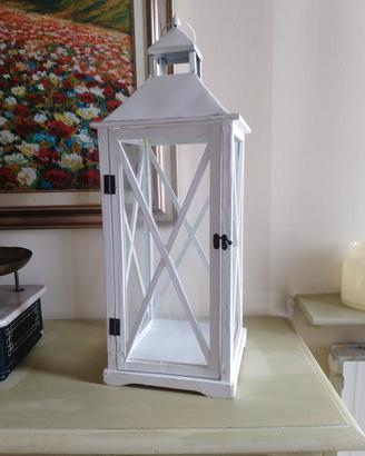 lanterna grande in metallo smaltato bianco 