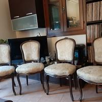 4 POLTRONCINE SEDIE IN NOCE IN STILE LUIGI XV 