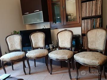 4 POLTRONCINE SEDIE IN NOCE IN STILE LUIGI XV 