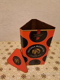 contenitore in latta metallica vecchia romagna