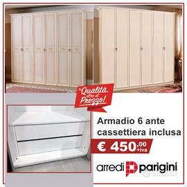 Armadio 6 ante battenti Classico+cassettiera