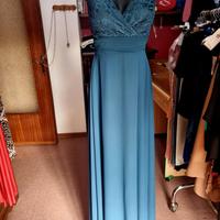 abito lungo cerimonia color optanio 