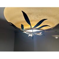 Lampadario plafoniera in vetro satinato con decora