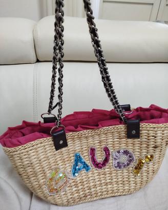 borsa in paglia foderata