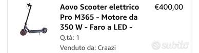 Monopattino elettrico aovo pro m365 350w