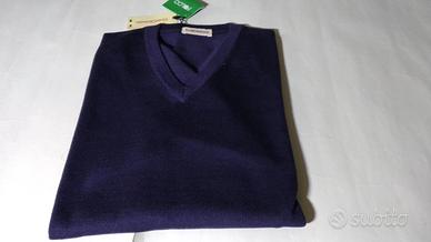 Pullover Uomo Lana Merino Tg M Violetto/blu