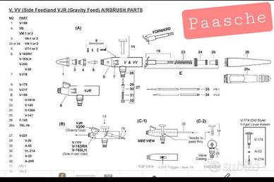 ricambi per aerografo diverse marche.